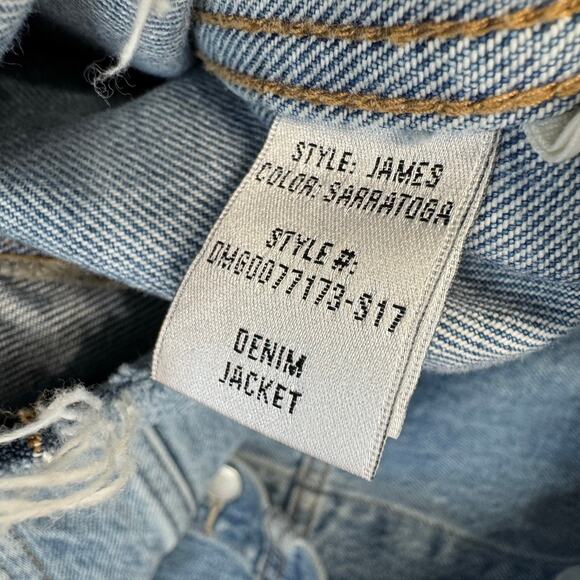 Lovers and Friends James Sarratoga Denim Jacket Relax Raw Hem Boho Blue L - Picture 15 of 16